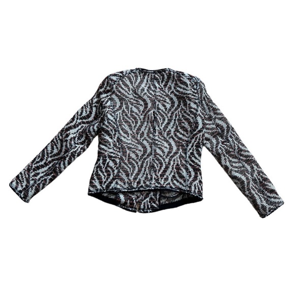 Zara Woman black white and red animal print zipper jacket blazer size XS - Picture 5 of 9